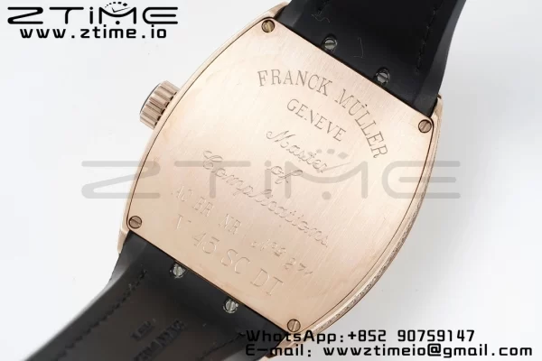 Franck Muller Vanguard V45 RG ABF Best Edition Black Dial on Black Leather Strap A2824 - Super Clone Watch | 1:1 Best Version