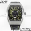 Franck Muller Vanguard V45 SS ABF Best Edition Μαύρο καντράν με κίτρινους αριθμητικούς δείκτες σε μαύρο δερμάτινο λουράκι A2824 - Super Clone Watch | 1:1 Best Version