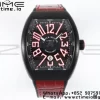 Franck Muller Franck Muller Vanguard V45 PVD ABF Best Edition Black Dial With Red Numeral Markers on Red Leather Strap A2824 - Super Clone Watch | 1:1 Best Version