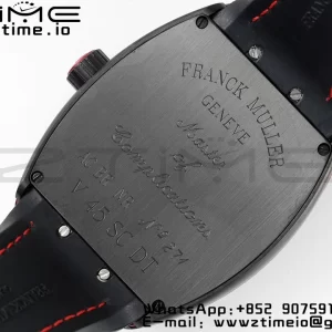 Franck Muller Franck Muller Franck Muller Vanguard V45 PVD ABF Best Edition Musta kellotaulu punaisilla numeromerkinnöillä punaisella nahkahihnalla A2824 - Super Clone Watch | 1:1 Paras versio