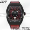Franck Muller Franck Muller Franck Muller Vanguard V45 PVD ABF Best Edition Black Dial With Red Numeral Markers on Red Leather Strap A2824 - Super Clone Watch | 1:1 Nejlepší verze