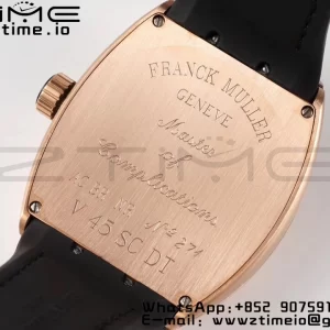 Franck Muller Vanguard V45 RG ABF Best Edition Black Dial musta numeromerkit musta nahkahihna A2824 - Super Clone Watch | 1:1 Paras versio