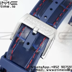 Franck Muller Vanguard V45 SS OXF ABF Best Edition Blue Textured Dial Red Markers on Blue Gummy Strap A2824 - Super Clone Watch | 1:1 Best Version