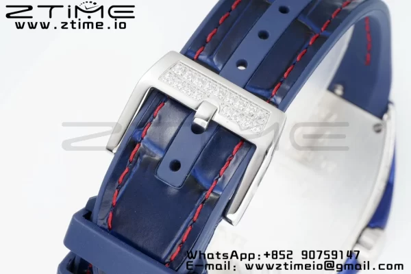 Franck Muller Vanguard V45 SS OXF ABF Best Edition Blue Textured Dial Red Markers on Blue Gummy Strap A2824 - Super Clone Watch | 1:1 Best Version
