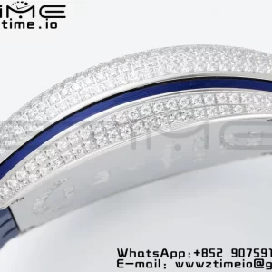 Franck Muller Vanguard V45 SS OXF ABF Best Edition Blue Textured Dial Red Markers on Blue Gummy Strap A2824 - Super Clone Watch | 1:1 Best Version