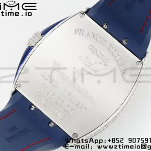Franck Muller Vanguard V45 SS OXF ABF Best Edition Blue Textured Dial Red Markers on Blue Gummy Strap A2824 - Super Clone Watch | 1:1 Best Version