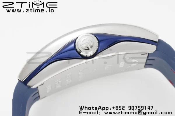 Franck Muller Vanguard V45 SS OXF ABF Best Edition Blue Textured Dial with Red Numeral Markers on Blue Gummy Strap A2824 - Super Clone Watch | 1:1 Best Version