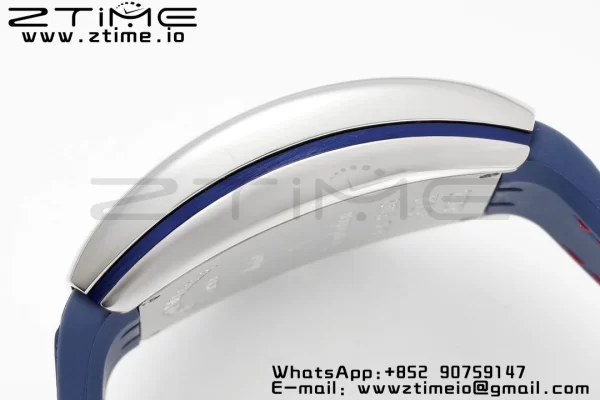 Franck Muller Vanguard V45 SS OXF ABF Best Edition Blue Textured Dial with Red Numeral Markers on Blue Gummy Strap A2824 - Super Clone Watch | 1:1 Best Version
