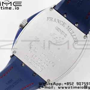 Franck Muller Vanguard V45 SS OXF ABF Best Edition Blue Textured Dial with Red Numeral Markers on Blue Gummy Strap A2824 - Super Clone Watch | 1:1 Best Version
