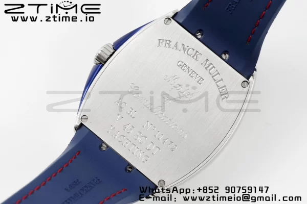 Franck Muller Vanguard V45 SS OXF ABF Best Edition Blue Textured Dial with Red Numeral Markers on Blue Gummy Strap A2824 - Super Clone Watch | 1:1 Best Version