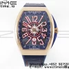 Franck Muller Vanguard V45 RG OXF ABF Best Edition Quadrante blu testurizzato con indici numerici rossi su cinturino in gomma blu A2824 - Orologio super clone | 1:1 Versione migliore
