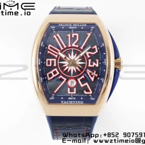 Franck Muller Vanguard V45 RG OXF ABF Best Edition Blue Textured Dial with Red Numeral Markers on Blue Gummy Strap A2824 - Super Clone Watch | 1:1 Best Version