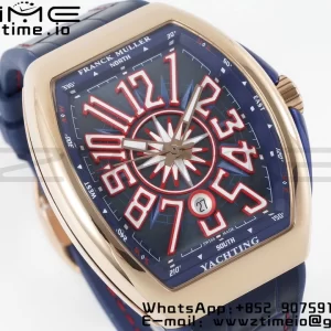 Franck Muller Vanguard V45 RG OXF ABF Best Edition Blue Textured Dial with Red Numeral Markers on Blue Gummy Strap A2824 - Super Clone Watch | 1:1 Best Version