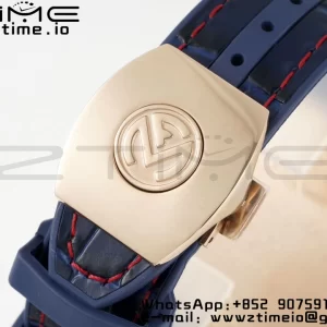 Franck Muller Vanguard V45 RG OXF ABF Best Edition Blue Textured Dial with Red Numeral Markers on Blue Gummy Strap A2824 - Super Clone Watch | 1:1 Best Version