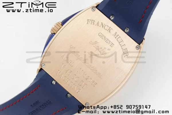 Franck Muller Vanguard V45 RG OXF ABF Best Edition Blue Textured Dial with Red Numeral Markers on Blue Gummy Strap A2824 - Super Clone Watch | 1:1 Best Version