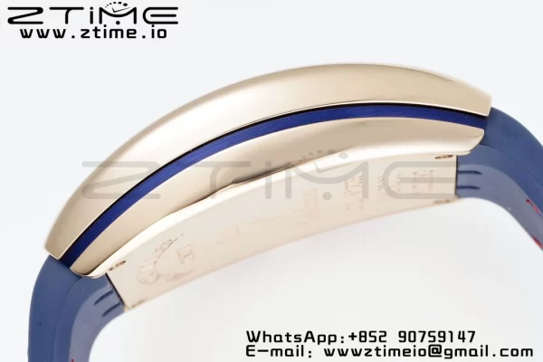Franck Muller Vanguard V45 RG OXF ABF Best Edition Blue Textured Dial with Red Numeral Markers on Blue Gummy Strap A2824 - Super Clone Watch | 1:1 Best Version