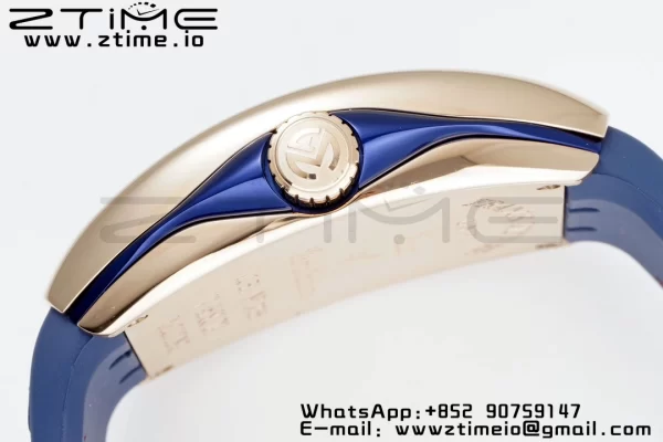 Franck Muller Vanguard V45 RG OXF ABF Best Edition Blue Textured Dial with Red Numeral Markers on Blue Gummy Strap A2824 - Super Clone Watch | 1:1 Best Version