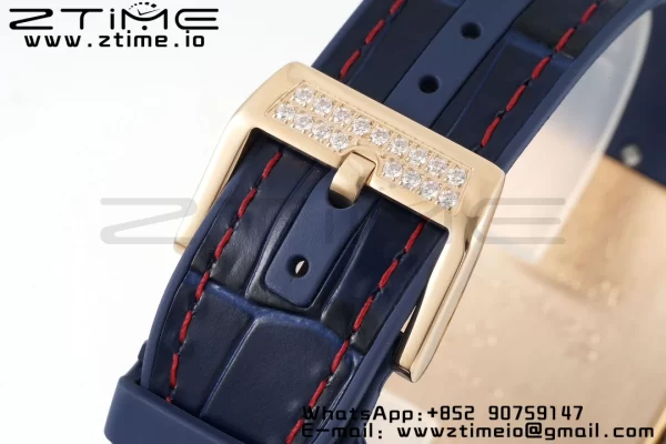 Franck Muller Vanguard V45 SS OXF ABF Best Edition Blue Textured Dial Red Markers on Blue Gummy Strap A2824 - Super Clone Watch | 1:1 Best Version