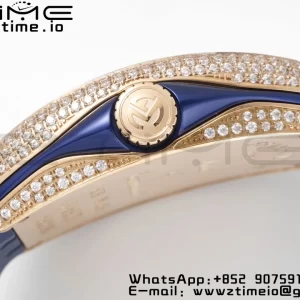 Franck Muller Vanguard V45 SS OXF ABF Best Edition Blue Textured Dial Red Markers on Blue Gummy Strap A2824 - Super Clone Watch | 1:1 Best Version