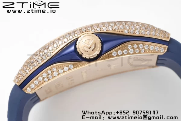 Franck Muller Vanguard V45 SS OXF ABF Best Edition Blue Textured Dial Red Markers on Blue Gummy Strap A2824 - Super Clone Watch | 1:1 Best Version