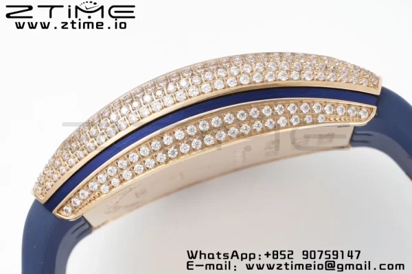 Franck Muller Vanguard V45 SS OXF ABF Best Edition Blue Textured Dial Red Markers on Blue Gummy Strap A2824 - Super Clone Watch | 1:1 Best Version