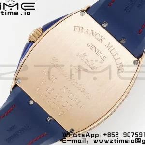 Franck Muller Vanguard V45 SS OXF ABF Best Edition Blue Textured Dial Red Markers on Blue Gummy Strap A2824 - Super Clone Watch | 1:1 Best Version