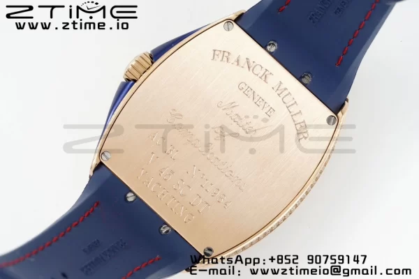 Franck Muller Vanguard V45 SS OXF ABF Best Edition Blue Textured Dial Red Markers on Blue Gummy Strap A2824 - Super Clone Watch | 1:1 Best Version