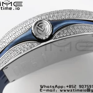 Franck Muller Vanguard V45 SS OXF ABF Best Edition Blue Textured Dial White Markers on Blue Gummy Strap A2824 - Super Clone Watch | 1:1 Best Version