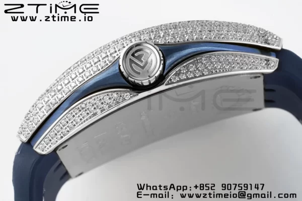 Franck Muller Vanguard V45 SS OXF ABF Best Edition Blue Textured Dial White Markers on Blue Gummy Strap A2824 - Super Clone Watch | 1:1 Best Version