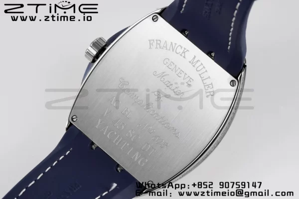 Franck Muller Vanguard V45 SS OXF ABF Best Edition Blue Textured Dial White Markers on Blue Gummy Strap A2824 - Super Clone Watch | 1:1 Best Version