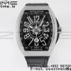 Franck Muller Vanguard V45 SS OXF ABF Best Edition Black Textured Dial White Markers on Black Gummy Strap A2824 - Super Clone Watch | 1:1 Best Version