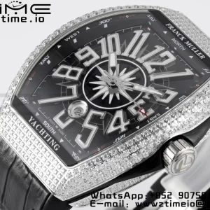 Franck Muller Vanguard V45 SS OXF ABF Best Edition Black Textured Dial White Markers on Black Gummy Strap A2824 - Super Clone Watch | 1:1 Best Version