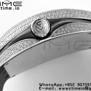 Franck Muller Vanguard V45 SS OXF ABF Best Edition Black Textured Dial White Markers on Black Gummy Strap A2824 - Super Clone Watch | 1:1 Best Version