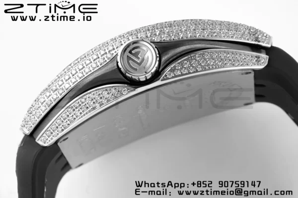 Franck Muller Vanguard V45 SS OXF ABF Best Edition Black Textured Dial White Markers on Black Gummy Strap A2824 - Super Clone Watch | 1:1 Best Version