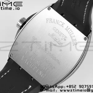 Franck Muller Vanguard V45 SS OXF ABF Best Edition Black Textured Dial White Markers on Black Gummy Strap A2824 - Super Clone Watch | 1:1 Best Version