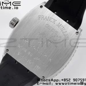 Franck Muller Vanguard V45 SS OXF ABF Best Edition Black Textured Dial Diamonds Markers on Black Gummy Strap A2824 - Super Clone Watch | 1:1 Best Version