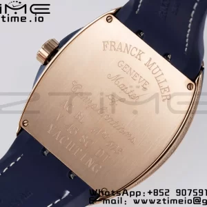 Franck Muller Vanguard V45 RS OXF ABF Best Edition Blue Textured Dial Diamonds Markers on Blue Gummy Strap A2824 - Super Clone Watch | 1:1 Best Version