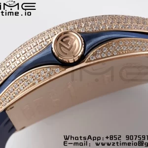 Franck Muller Vanguard V45 RS OXF ABF Best Edition Blue Textured Dial Diamonds Markers on Blue Gummy Strap A2824 - Super Clone Watch | 1:1 Best Version