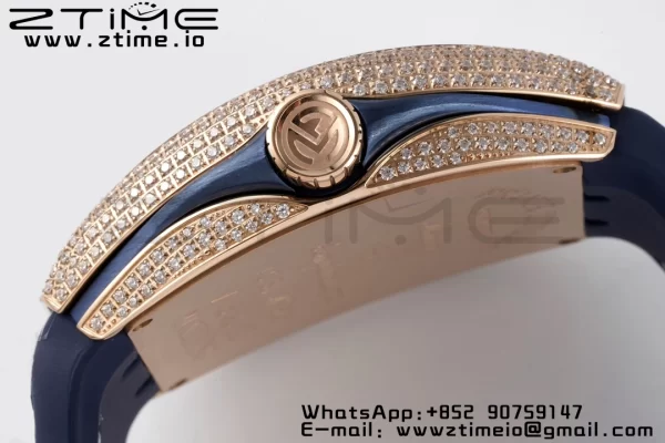 Franck Muller Vanguard V45 RS OXF ABF Best Edition Blue Textured Dial Diamonds Markers on Blue Gummy Strap A2824 - Super Clone Watch | 1:1 Best Version