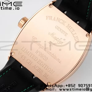 Franck Muller Vanguard V45 RS OXF ABF Best Edition Black Textured Dial Diamonds Markers on Black Gummy Strap A2824 - Super Clone Watch | 1:1 Best Version