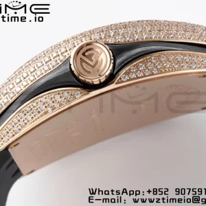 Franck Muller Vanguard V45 RS OXF ABF Best Edition Black Textured Dial Diamonds Markers on Black Gummy Strap A2824 - Super Clone Watch | 1:1 Best Version