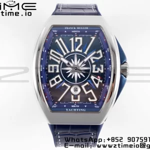 Franck Muller Vanguard V45 SS OXF ABF Best Edition Blue Textured Dial on Blue Gummy Strap A2824 - Super Clone Watch | 1:1 Best Version