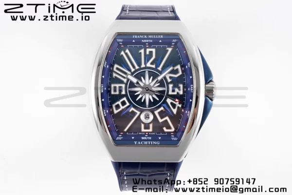 Franck Muller Vanguard V45 SS OXF ABF Best Edition Cadran Bleu Texturé sur Bracelet Gomme Bleu A2824 - Super Clone Watch | 1:1 Best Version