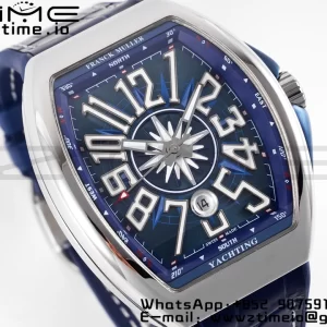 Franck Muller Vanguard V45 SS OXF ABF Best Edition Cadran Bleu Texturé sur Bracelet Gomme Bleu A2824 - Super Clone Watch | 1:1 Best Version