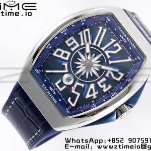 Franck Muller Vanguard V45 SS OXF ABF Best Edition Cadran Bleu Texturé sur Bracelet Gomme Bleu A2824 - Super Clone Watch | 1:1 Best Version