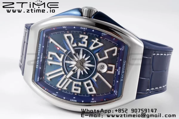 Franck Muller Vanguard V45 SS OXF ABF Best Edition Cadran Bleu Texturé sur Bracelet Gomme Bleu A2824 - Super Clone Watch | 1:1 Best Version