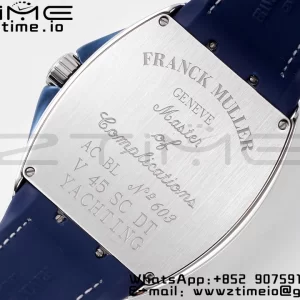 Franck Muller Vanguard V45 SS OXF ABF Best Edition Cadran Bleu Texturé sur Bracelet Gomme Bleu A2824 - Super Clone Watch | 1:1 Best Version