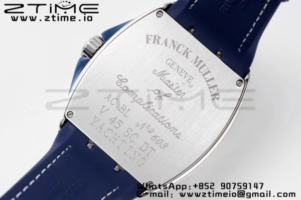 Franck Muller Vanguard V45 SS OXF ABF Best Edition Cadran Bleu Texturé sur Bracelet Gomme Bleu A2824 - Super Clone Watch | 1:1 Best Version