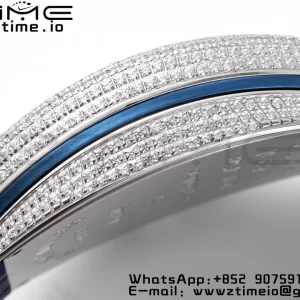 Franck Muller Vanguard V45 SS OXF ABF Best Edition Blue Textured Dial Diamonds Markers on Blue Gummy Strap A2824 - Super Clone Watch | 1:1 Best Version