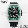 Franck Muller Vanguard V45 SS ABF Best Edition Black Dial Green Inner Bezel Diamonds Bezel on Black Leather Strap A2824 - Super Clone Watch | 1:1 Best Version
